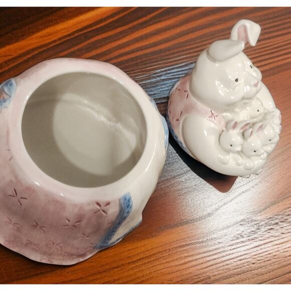 Fitz and Floyd Mother Rabbit Cookie Jar in Original Box 2003 Easter Spring - Picture 7 of 9